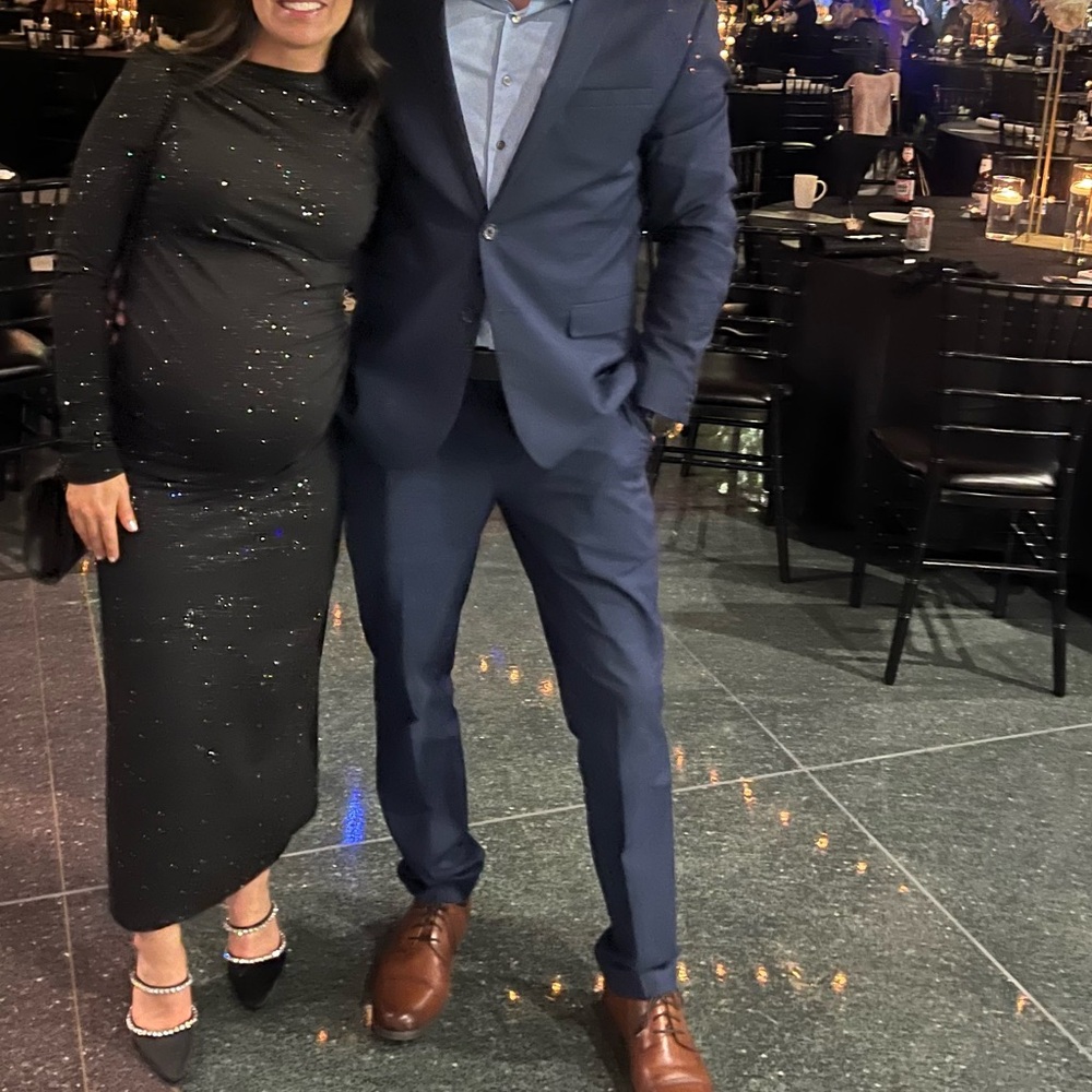 Black sequin maternity dress